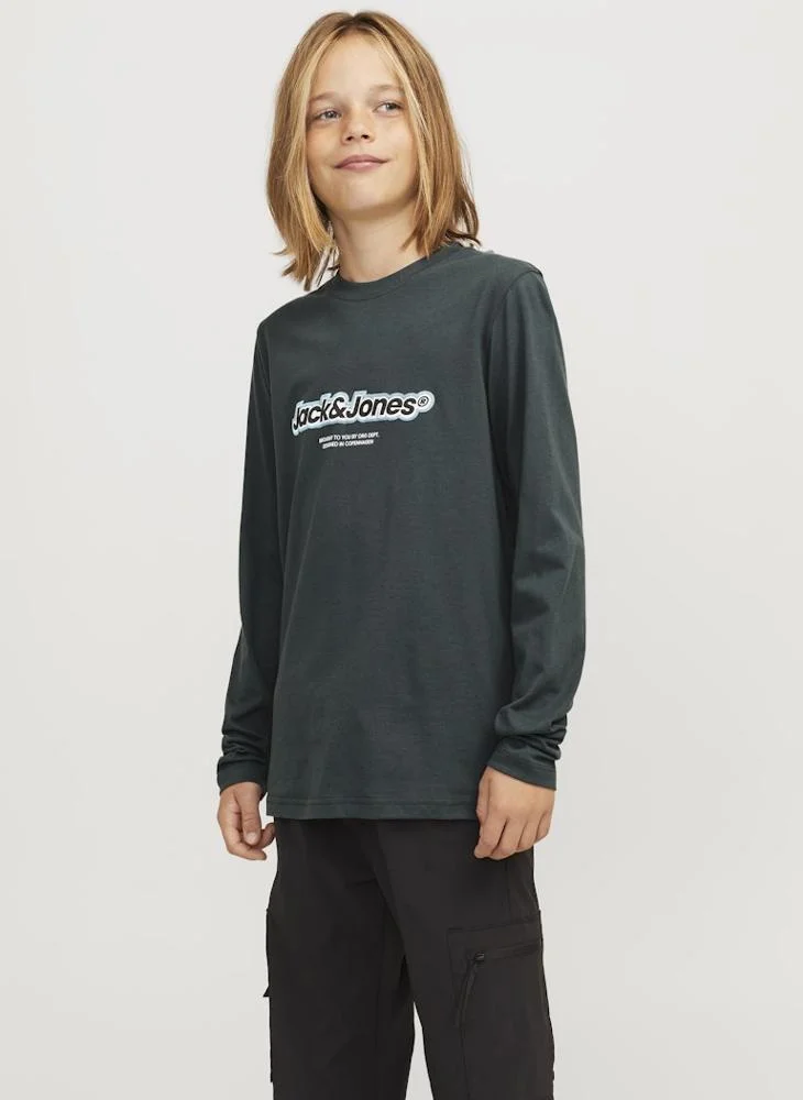 Jack & Jones Junior Kids Logo Print Crew Neck T-Shirt