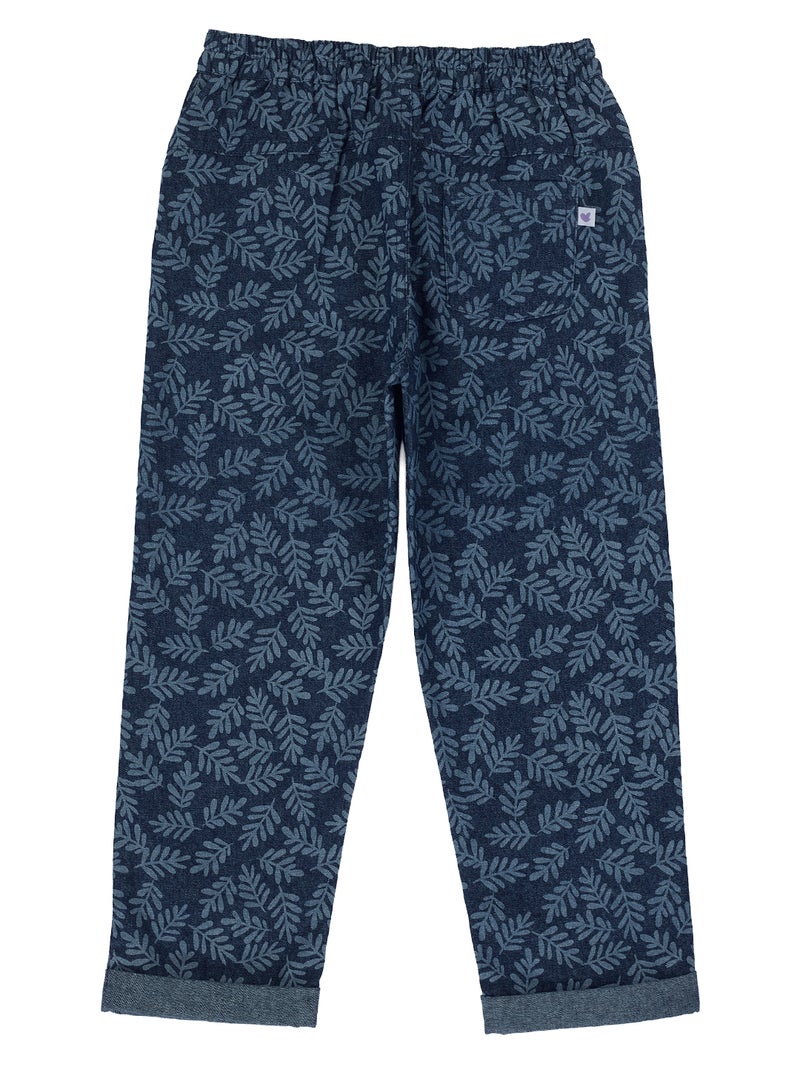 Pranava Leaf Print Denim Pants for Girls - Image 3