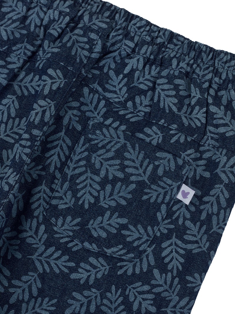 Pranava Leaf Print Denim Pants for Girls - Image 5