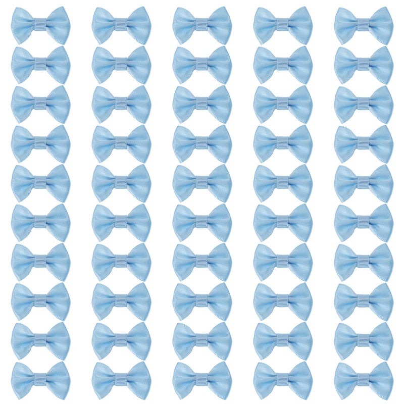 Shapenty Shapenty Mini Satin Ribbon Bows Flowers Boutique for Sewing Scrapbook Baby Shower Wedding Christmas Gift Girls Dress Hair Accessories Crafting 50PCS Light Blue 36 x 25cm