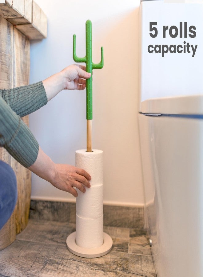 Vigar Cactus Toilet Paper Holder Stand, Freestanding Bathroom Storage Tower for 5 Rolls, Decorative Toilet Tissue Organizer, Floor Toilet Paper Holder for Bathroom - Image 5