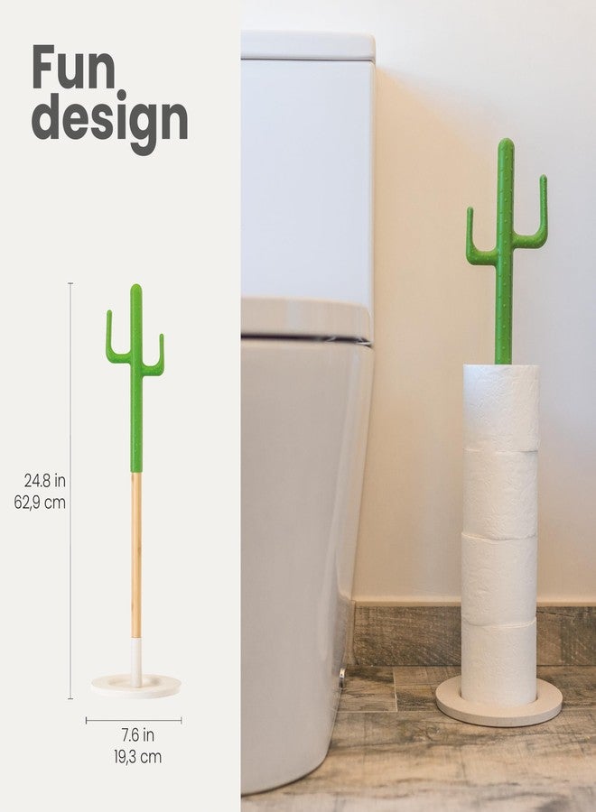 Vigar Cactus Toilet Paper Holder Stand, Freestanding Bathroom Storage Tower for 5 Rolls, Decorative Toilet Tissue Organizer, Floor Toilet Paper Holder for Bathroom - Image 2