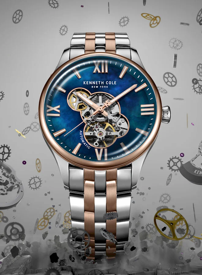 Kenneth Cole New York  Blue Mother Of Pearl Dial Stainless Steel Bracelet Multifunction Watch for Men, 43mm for Men | Best Price UAE