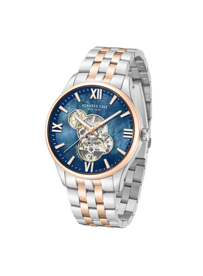 Kenneth Cole New York  Blue Mother Of Pearl Dial Stainless Steel Bracelet Multifunction Watch for Men, 43mm for Men | Best Price UAE