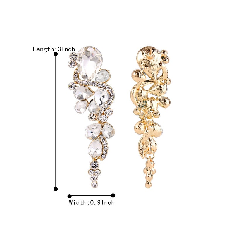 BriLove Women's Wedding Bridal Dangle Earrings Bohemian Boho Crystal Multiple Teardrop Chandelier Long Jewelry Gold-Toned Clear - Image 5