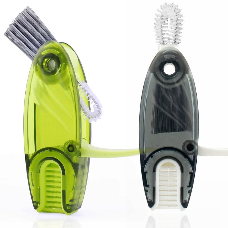 CraftinAround 4 in 1 Cup Lid Cleaning Brush Set Multifunctional Bottle Brush Cleaner Tiny Bottle Cup Lid Brush Straw Cleaner Tools Mini Silicone Bottle CupHolder Cleaner with Hook Remover GreenGrey - Image 1