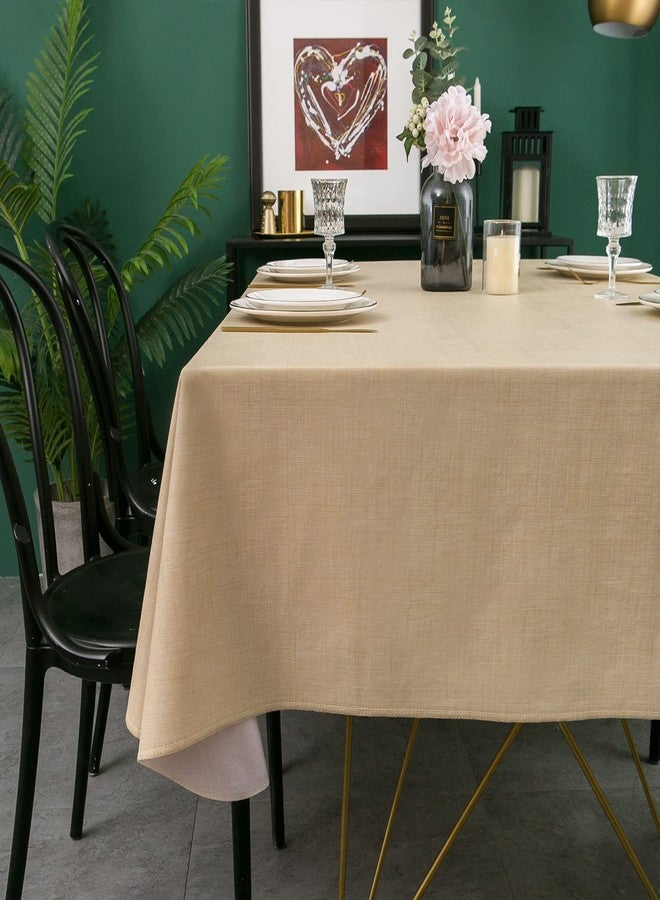 LIBERECOO Vinyl Tablecloth with Flannel Backing, Champagne, Waterproof, Stain-Resistant, Easy-Clean Table Cover for Dining, Kitchen, and Outdoor Use, 60" x 60" Square - Image 4