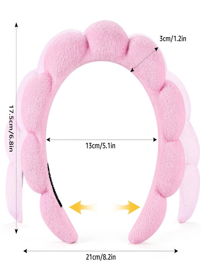 Ztomine Spa Headbands for Washing Face or Facial, Set of 2 Skincare Headbands, Terry Cloth Headband Wash Combo Pack - Puffy Makeup Washing, Mask, Skin Treatment (Black & Pink) - Image 2