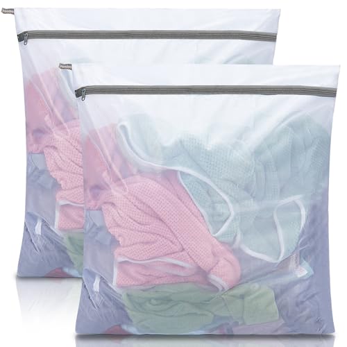 Hoodeet Extra Large Mesh Laundry Bags for Delicates,30"x30" Laundry Bags Mesh Wash Bags for Washing Machine, Delicate Laundry Bag, Travel Clothing Storage Bags for Cruise, Camping, College (2 Pack) - Image 1