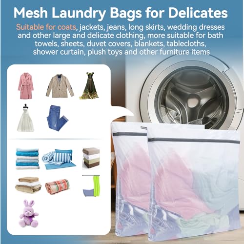 Hoodeet Extra Large Mesh Laundry Bags for Delicates,30"x30" Laundry Bags Mesh Wash Bags for Washing Machine, Delicate Laundry Bag, Travel Clothing Storage Bags for Cruise, Camping, College (2 Pack) - Image 5