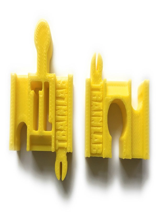 TrainLab Adapters Compatible with Trackmaster (2009 Brown) to Wooden Railway Train Tracks (2pc) (Yellow) - Image 2