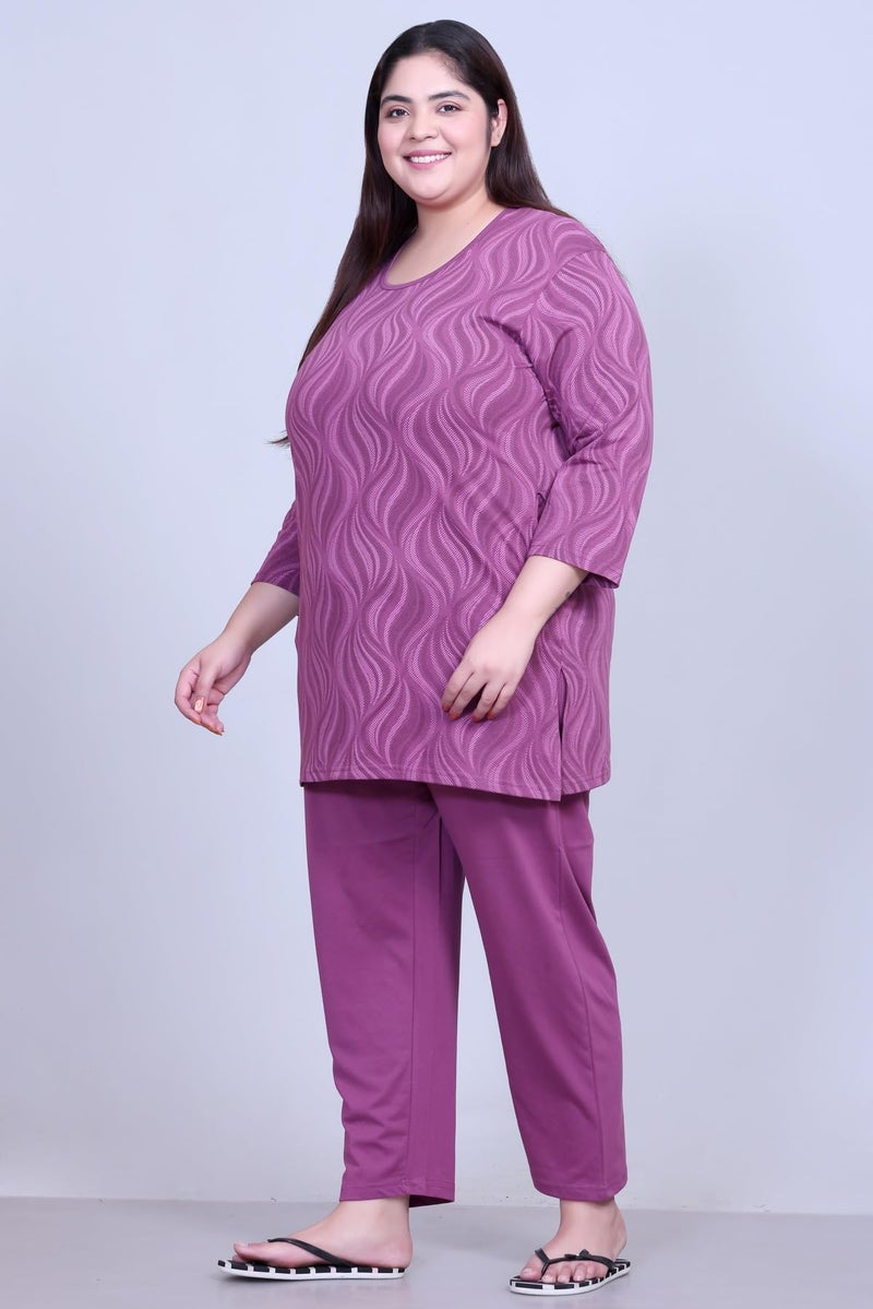 In Love Women's Cotton All Over Printed Full Sleeve Plus Size Semi Long T-Shirt - Image 5