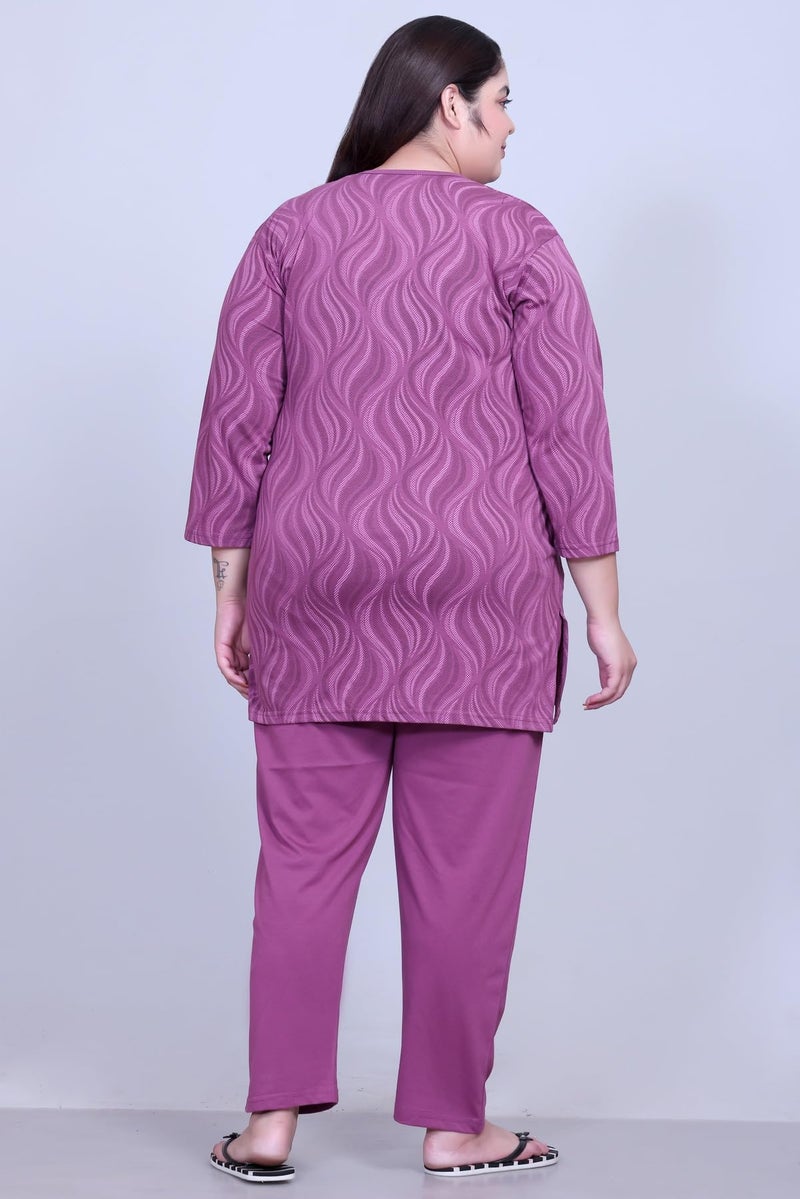 In Love Women's Cotton All Over Printed Full Sleeve Plus Size Semi Long T-Shirt - Image 4