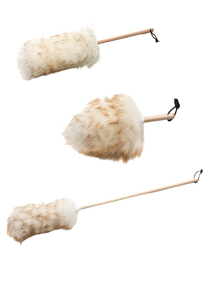 Wool Shop Lamb Wool Lanolin Dusters Deluxe Kit of 3 Sizes 10 in 24 in 36 in Wood Handle - Image 1
