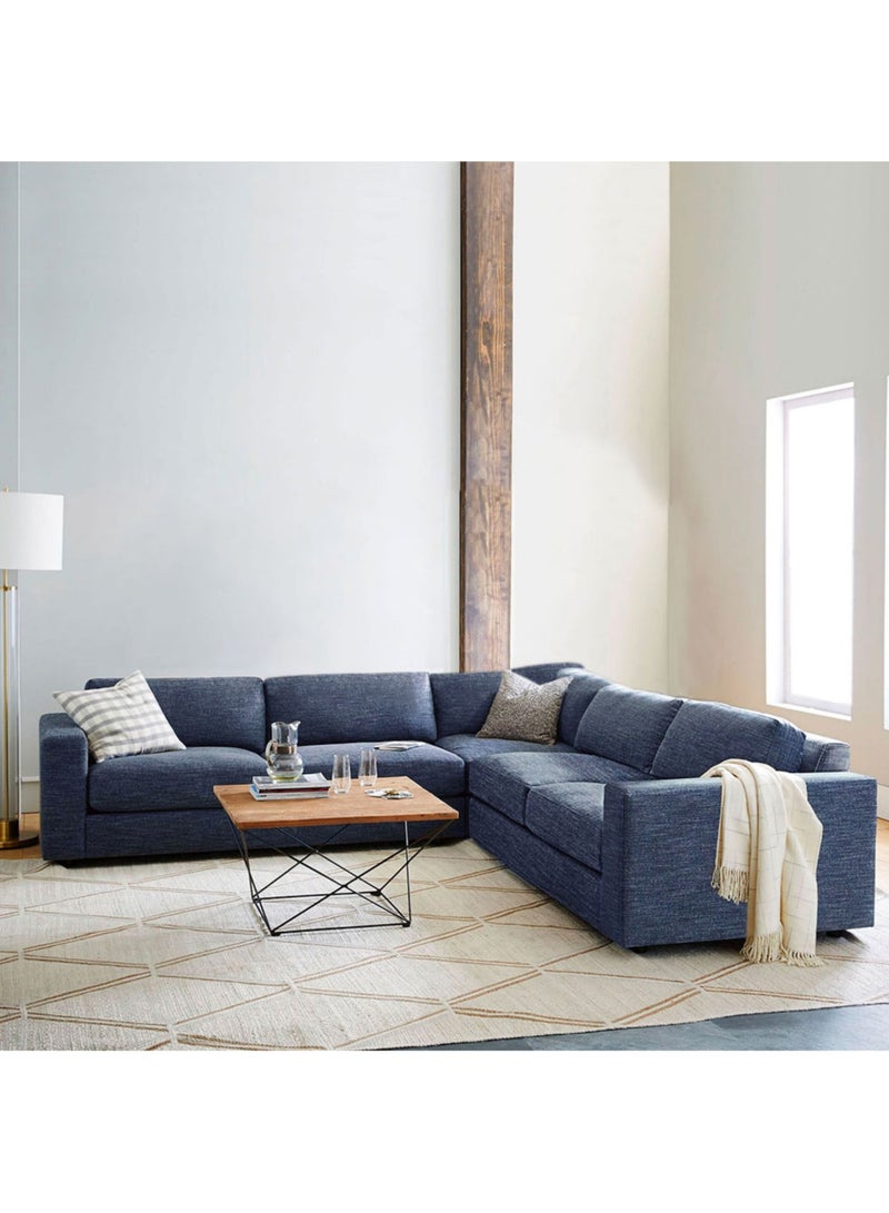 Karnak Aliana 5 Seater L-Shape Linen Sofa – Blue - Image 1