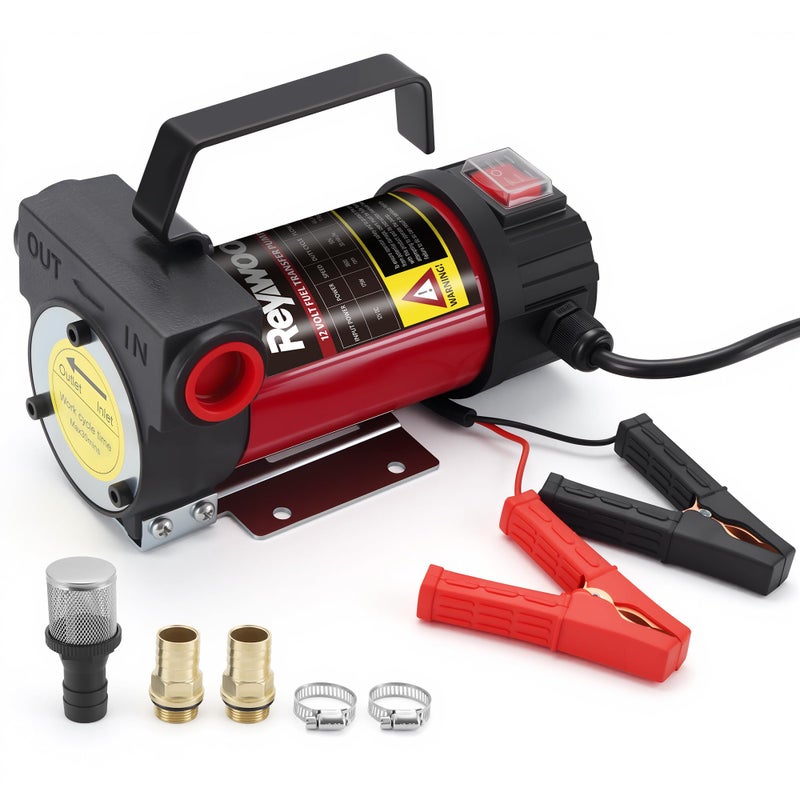 Reywoo Diesel Transfer Pump, 12V DC Electric Oil Transfer Pump Kit, 11.9 GPM Fuel Transfer Pump for Transferring Diesel, Kerosene, Machine, Transformer Oil - Image 1