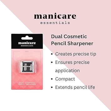 Manicare Manicare Dual Cosmetic Pencil Sharpener For Large And Small Lip Eye and Brow Pencils Eyeliner Lip Liner Catches Shavings Cosmetic Makeup Tool Duo Easy To Clean Eliminates Mess - Image 2
