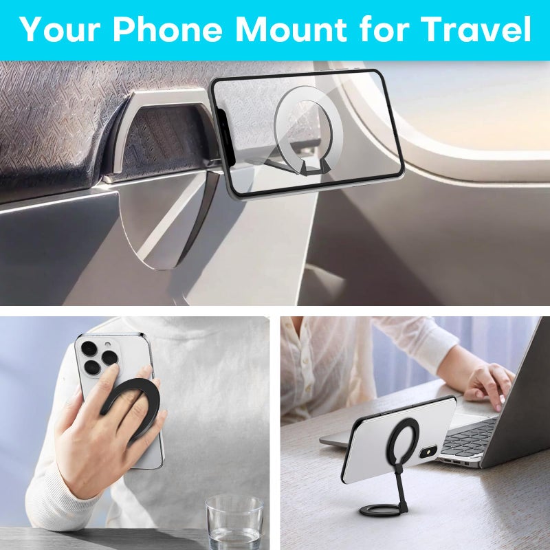 MCCHJoy Mini Universal in Flight Airplane Phone Holder, 360Â°Rotation Foldable Phone Mount Travel Essentials Accessories,Handsfree Phone Stand for Airplane Travel/Home/Office - Image 4