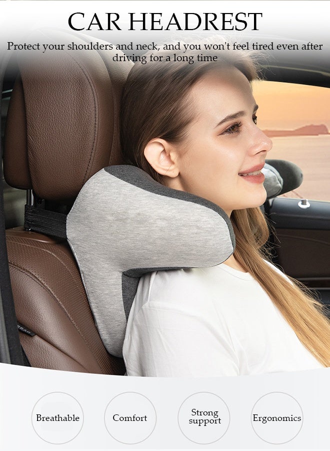 DUNISO Car Neck Pillow，Memory cotton Neck Support Pillow for Neck，Travel Cervical Pillow,,Soft, Breathable，Ergonomic Design，with Adjustable Elastic Band，for Neck Pain Relieve，Suitable for Sleeping and Resting in Car and Office  - Image 4