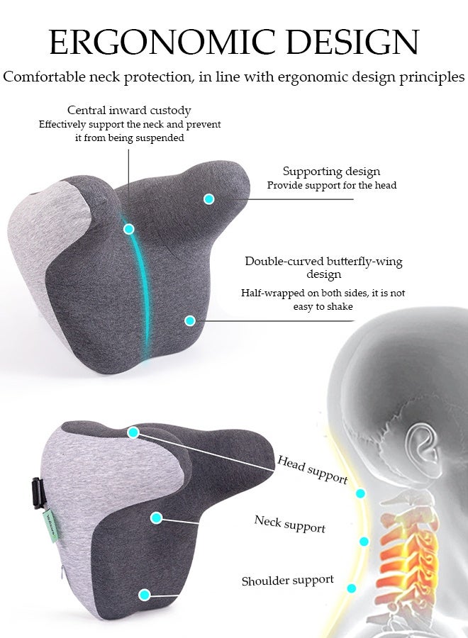 DUNISO Car Neck Pillow，Memory cotton Neck Support Pillow for Neck，Travel Cervical Pillow,,Soft, Breathable，Ergonomic Design，with Adjustable Elastic Band，for Neck Pain Relieve，Suitable for Sleeping and Resting in Car and Office  - Image 5