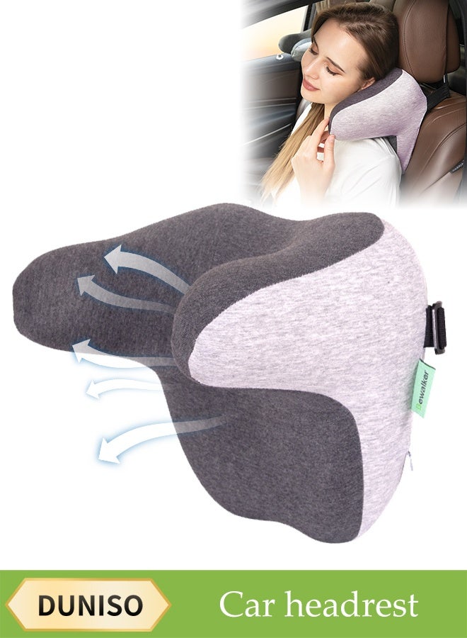 DUNISO Car Neck Pillow，Memory cotton Neck Support Pillow for Neck，Travel Cervical Pillow,,Soft, Breathable，Ergonomic Design，with Adjustable Elastic Band，for Neck Pain Relieve，Suitable for Sleeping and Resting in Car and Office  - Image 1