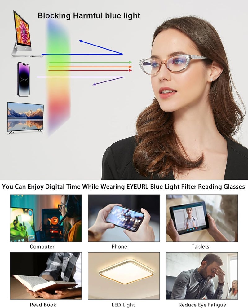 EYEURL 3 Pack Cat Eye Reading Glasses for Women… - Image 5