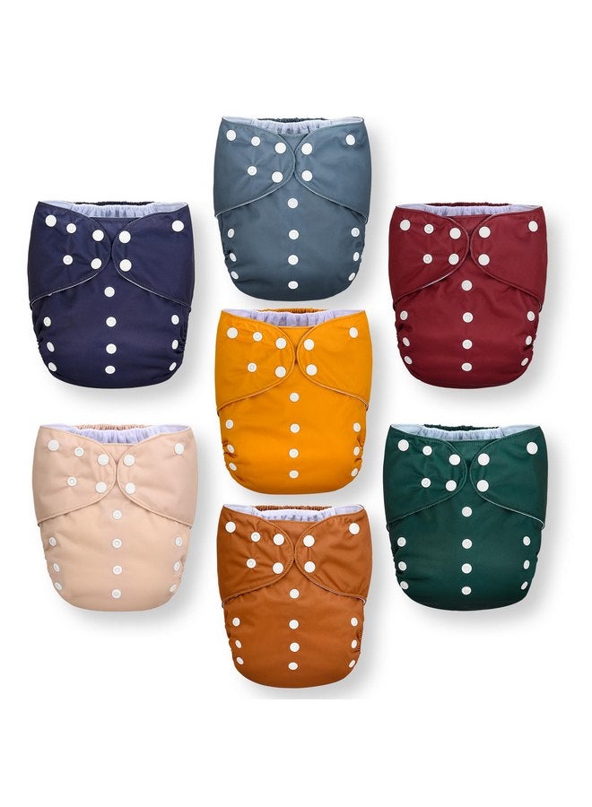 Nora's Nursery Large Pocket Cloth Diaper 7 Pack for Toddlers 35 to 55lbs with 1 Wet Bag - Waterproof Cover, Washable, Reusable & One Size Adjustable - Pacific Neutrals