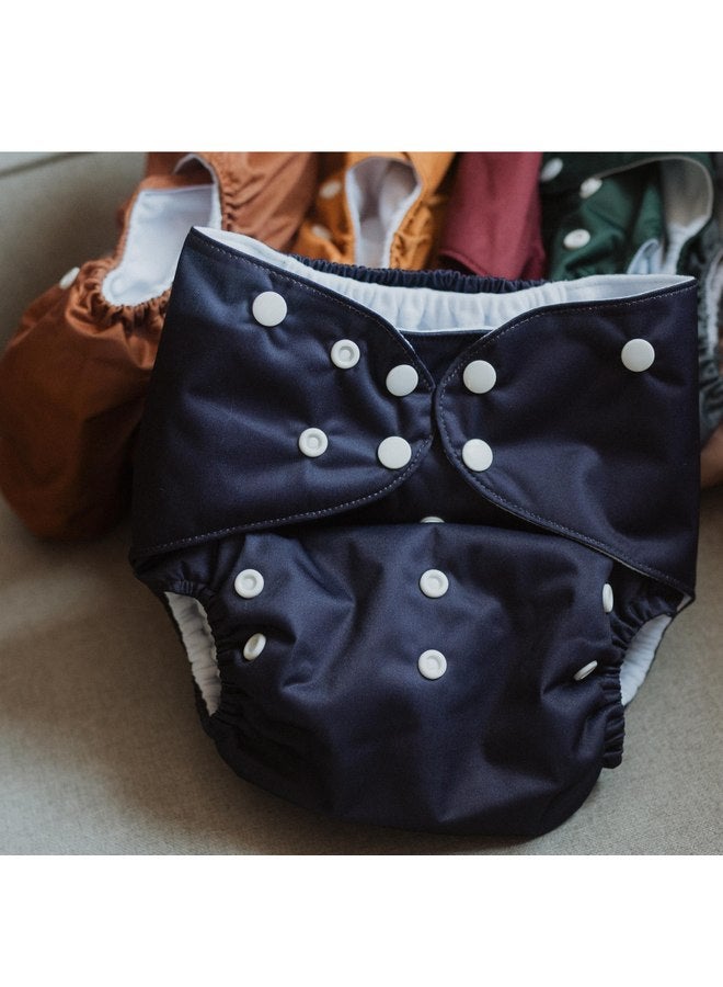 Nora's Nursery Large Pocket Cloth Diaper 7 Pack for Toddlers 35 to 55lbs with 1 Wet Bag - Waterproof Cover, Washable, Reusable & One Size Adjustable - Pacific Neutrals