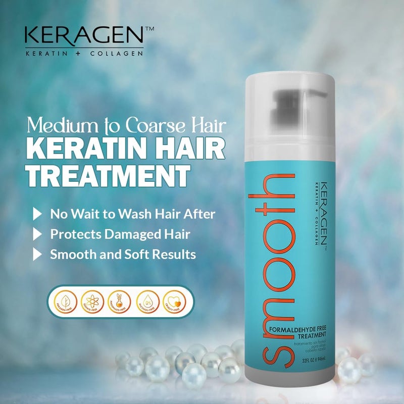 Keragen - Brazilian Keratin Smoothing Treatment, Blowout Straightening System for Dry and Damaged Hair, Formaldehyde Free, 32 Oz - Eliminate Curls and Frizz, Fine to Medium Hair - Image 5