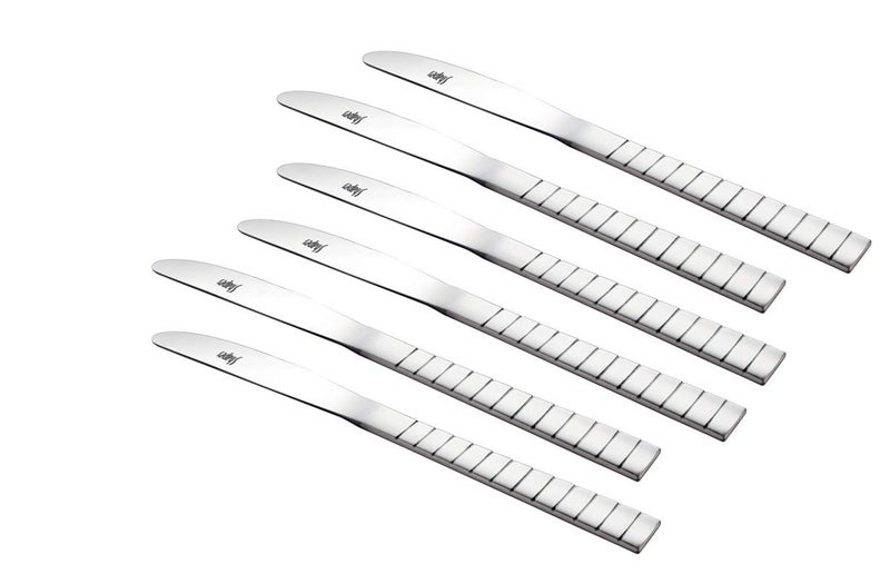 SHAPES Zack Premium Stainless Steel Dinner Knife With Round Edge Set of 6 Dinner Knife Set Knife For Cheese Bread Butter Jam Rust Proof High Durable Stylish Dishwasher Safe Sliver Dinner Knife Size 19cm - Image 1