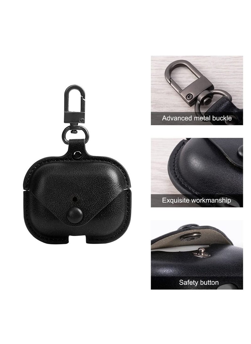 AirPods Pro 2 Case Leather Case Cover with Keychain Compatible with Apple AirPods Pro 2nd Generation 2022 Black