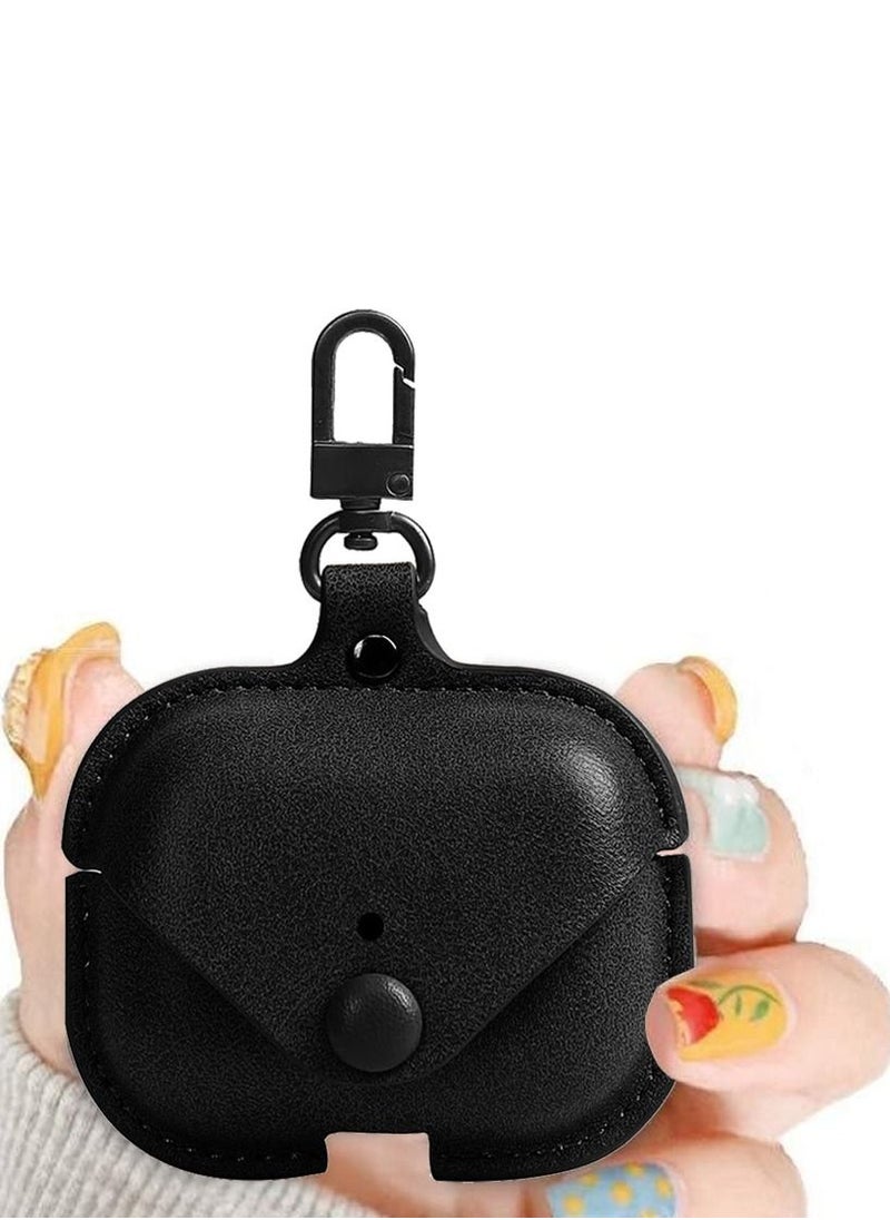 AirPods Pro 2 Case Leather Case Cover with Keychain Compatible with Apple AirPods Pro 2nd Generation 2022 Black
