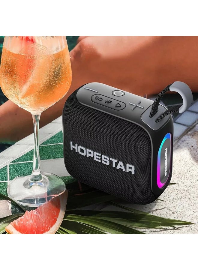 HOPESTAR H66 10W Mini Bluetooth Speaker, IPX7 Waterproof, RGB Lights, Portable Wireless Speaker with Bluetooth 5.3, 4–6H Battery, TWS Pairing, 360° Surround Sound, AUX & TF Card, Dustproof Outdoor Speaker for Travel, Beach, Parties and Home - Image 2