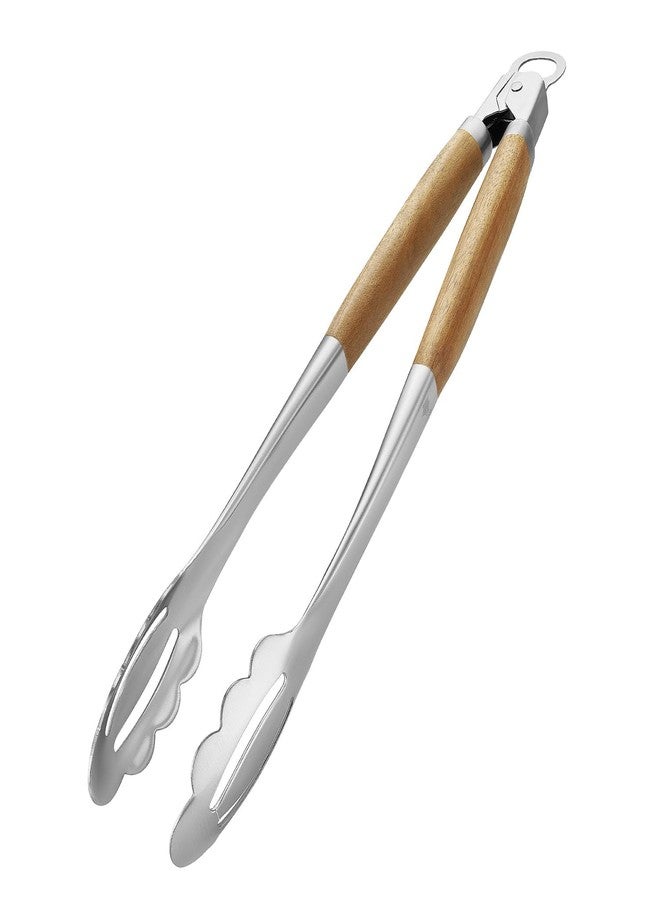 KULUNER Stainless Steel Barbecue Tongs with Solid Wood Handle, Kitchen Metal Locking Design, Extra Long 17.5 Inches 700 Degrees, Suitable for Food Cooking, Salad and Outdoor Grilling(Acacia) - Image 1