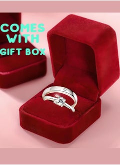 SARAOONT His and Hers Engagement Ring Set - 925 Sterling Silver, Adjustable, 2-Piece Couple Rings with Gift Box  - Image 2