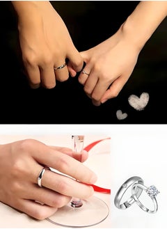 SARAOONT His and Hers Engagement Ring Set - 925 Sterling Silver, Adjustable, 2-Piece Couple Rings with Gift Box  - Image 4