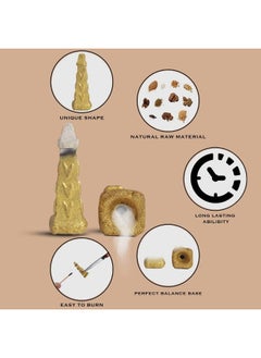 Aakriti Gallery Incense Cones Natural Handwork Backflow Waterfall Incense Rose, Sandalwood, Patchouli And Lavender Fragrance, Backflow Incense Cones For Meditation, Aromatherapy And Yoga -100 Pcs (Gold Pyramid)  - Image 3