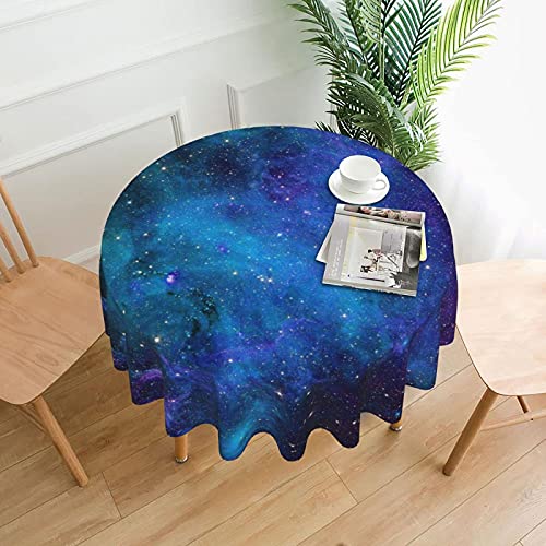 FREEHOTU Galaxy Space Nebula Round Tablecloth Thicken Desk Cloth Washable Table Cover Table Cloth for Kitchen Daily Dinning Party Tabletop Decor 60 Inch - Image 2
