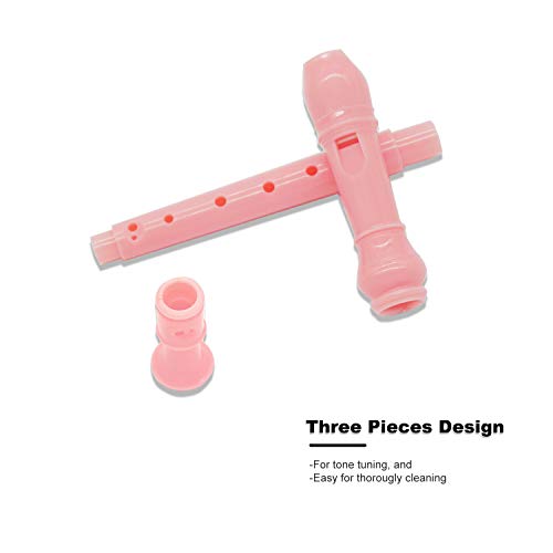 ENGIEGEE SJOYS ENGIEGEE 8-Hole Soprano Descant Recorder Kids Music Flute with Cleaning Rod & Case Bag For School Student Home Entertainment Pink - Image 2
