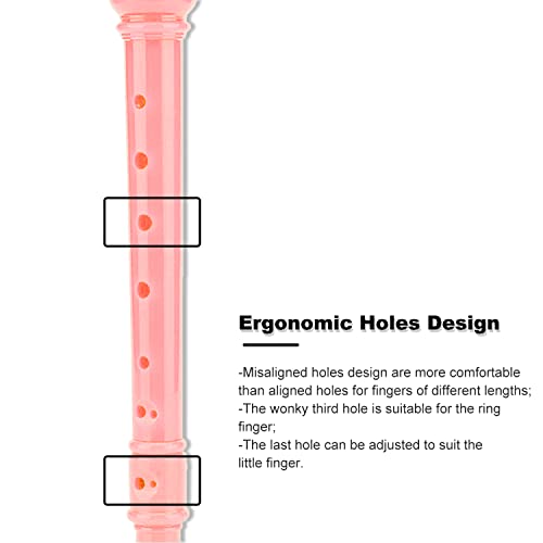 ENGIEGEE SJOYS ENGIEGEE 8-Hole Soprano Descant Recorder Kids Music Flute with Cleaning Rod & Case Bag For School Student Home Entertainment Pink - Image 5