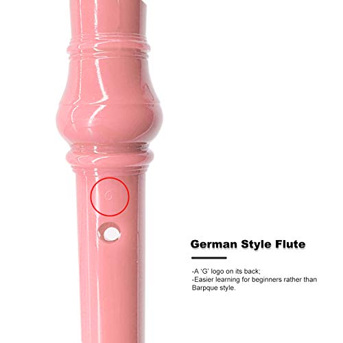 ENGIEGEE SJOYS ENGIEGEE 8-Hole Soprano Descant Recorder Kids Music Flute with Cleaning Rod & Case Bag For School Student Home Entertainment Pink - Image 4