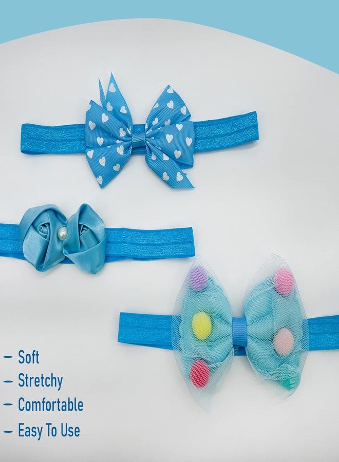 SYGA 3 Pcs Baby Girl Headband Strechable Bow Crown Flower Soft Hairband Suitable For 0-3 Years (Color 14) - Image 5