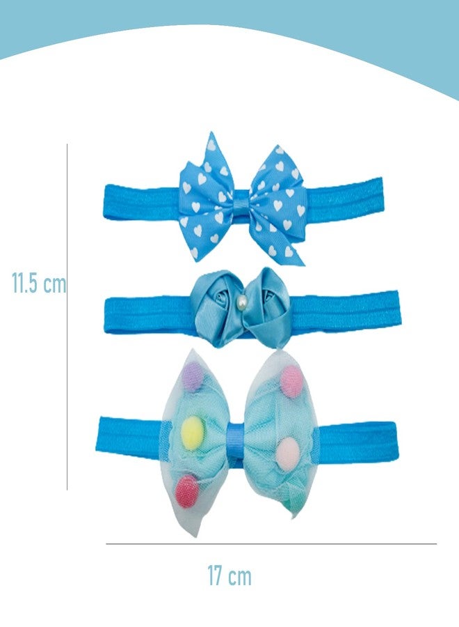 SYGA 3 Pcs Baby Girl Headband Strechable Bow Crown Flower Soft Hairband Suitable For 0-3 Years (Color 14) - Image 3