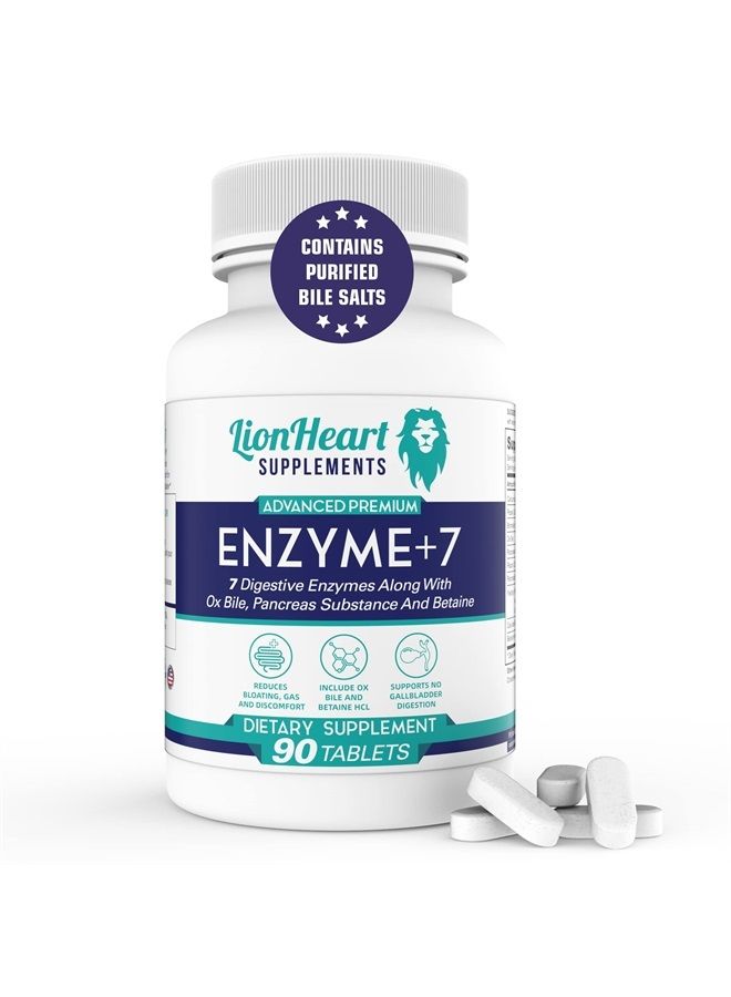 LionHeart Supplements DIGESTIVE ENZYMES SUPPLEMENT - Includes Purified Ox Bile Salts - Tablets for No Gallbladder Sufferers - Enzyme for Digestion & Gas Relief - Helps Bloating, Acid Reflux, Constipation & Repair Leaky Gut - Image 1
