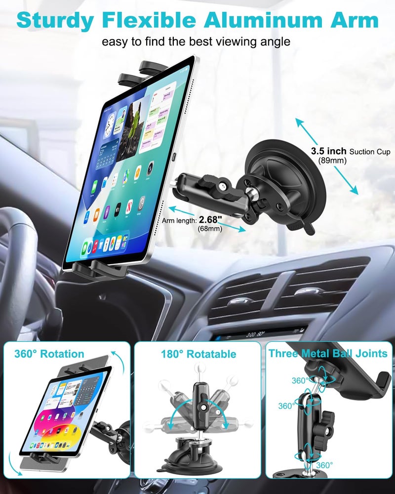 Dosvsi Pilots Tablet Holder, [Strong Suction Cup] Aircraft Tablet Mount with Metal Adjustable Arm, Aviation Windshield Stand for iPad mini Air, iPad Pro 13 12.9 11, Galaxy tab, iPhone, 4-13" Devices - Image 5