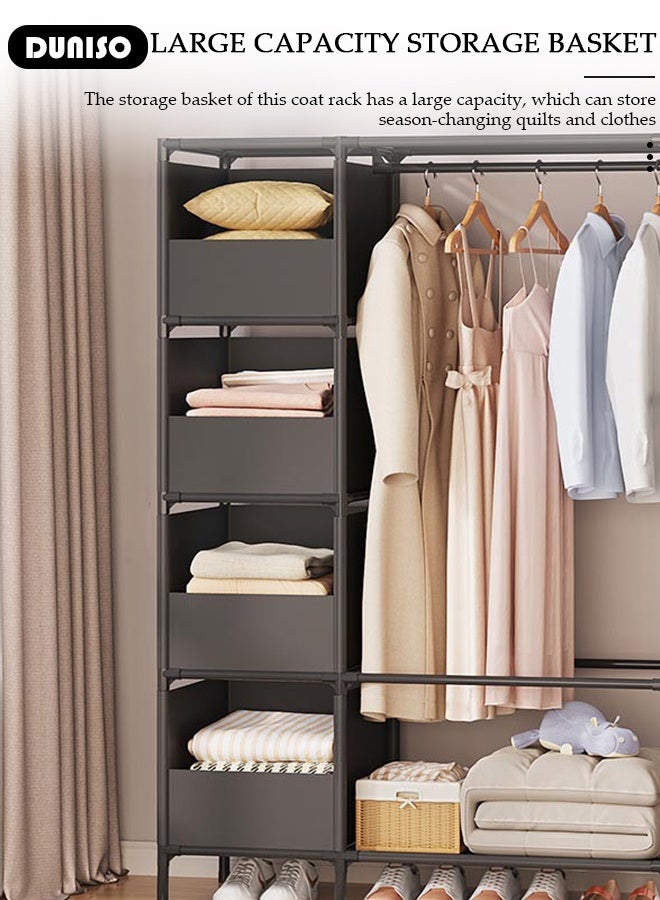 DUNISO Portable Wardrobe Closet Thick Steel Pipe Clothes Closet with Hanging Rod and Closet Storage, Clothing Storage Cabinet Closet Organizer for Bedroom  - Image 3