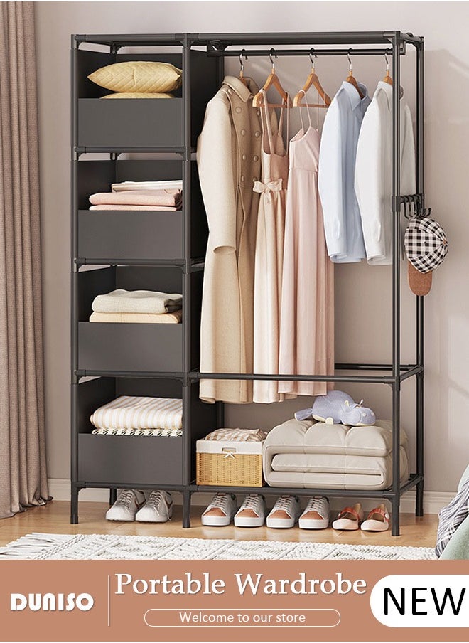 DUNISO Portable Wardrobe Closet Thick Steel Pipe Clothes Closet with Hanging Rod and Closet Storage, Clothing Storage Cabinet Closet Organizer for Bedroom  - Image 1