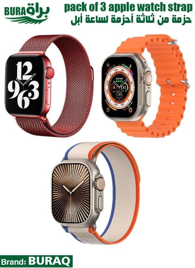 BURAQ - Apple Watch Band Strap For Apple Watch Ultra 2/Ultra 49mm, Series 10 46mm, 9/8/7 45mm, SE2/SE/6/5/4 44mm, 3/2/1 42mm - Image 1