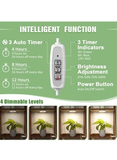 Generic Ceiling Grow Light for Indoor Plants 144 LEDs Full Spectrum Indoor Grow Plant Light 5V Safe Voltage Plant Lamp 4 Dimmable Brightness Levels with 4 8 12H Auto Timer Ideal for Indoor Plants 3 Pack  - Image 5