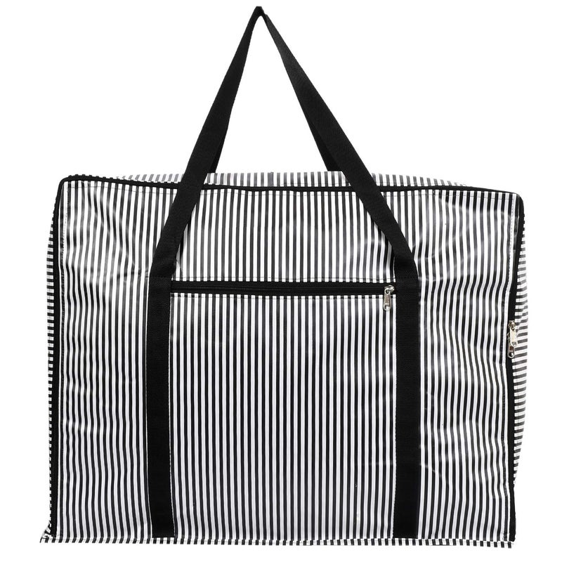 Kuber Industries Lining Design Rexine 2 Piece Jumbo Underbed Moisture Proof Storage Bags for Clothes with Zipper Closure and Handle Black Red - Image 2